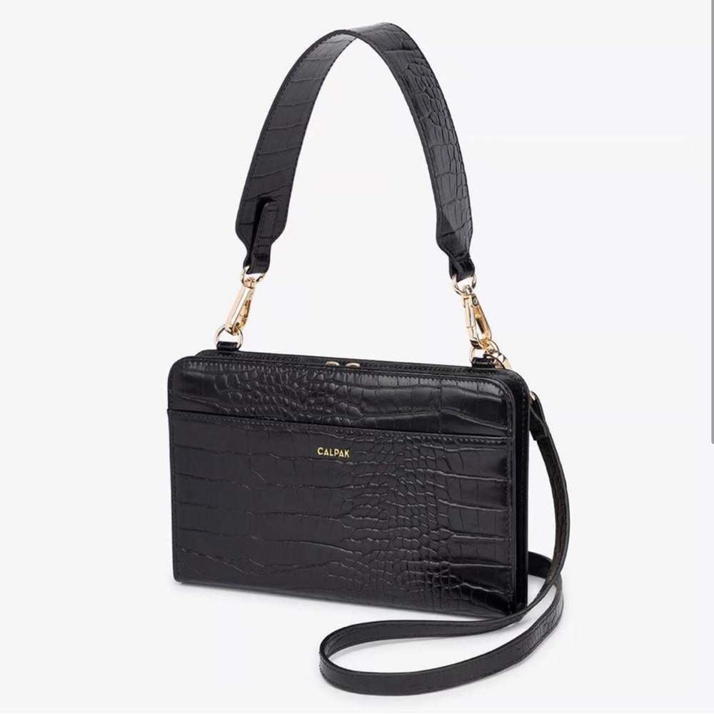 NWOT Calpak Black Croc Wallet Bag
